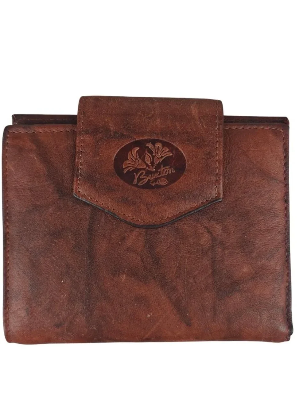 NEW Vintage Buxton Leather Trifold Wallet With Kiss-Lock Coin Purse Rich Brown